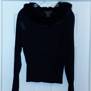 JohnPaulRichard Removable Fur Collar Sweater